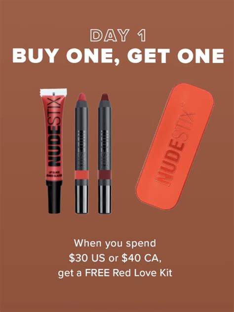 nudestix canada 12 days of nudestix day 1 free red love set free pouch and free shipping