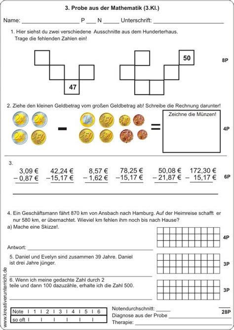 Zahl und variable bis 1000. Mathe-Probe3K3