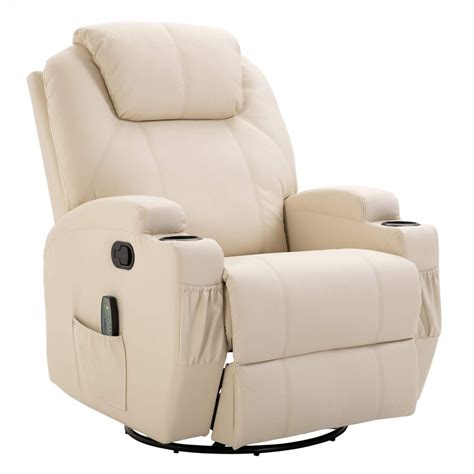 Homcom Massage Heated Pu Leather 360 Degree Swivel Recliner Chair Universe Furniture