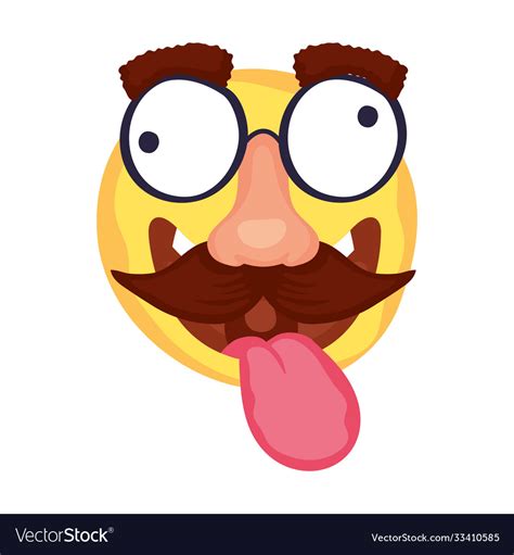 Crazy Emoji Face With Mustache And Glasses Mask Vector Image