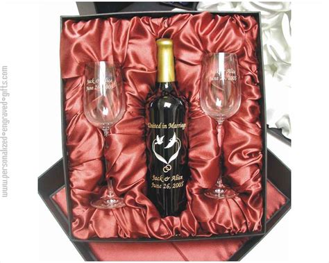 Unfortunately the glass is on the thin side and has me thinking that its far more decorative than practical. Engraved Wine Bottle & Wine Glass Gift Sets