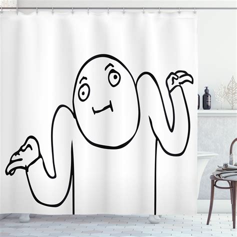 Ambesonne Humor Shower Curtain Whaever Guy Meme Sketchy 69wx70l