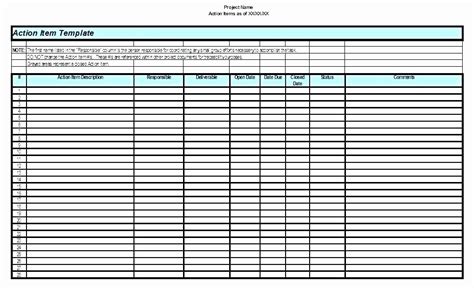 Meeting Action Items Template Excel