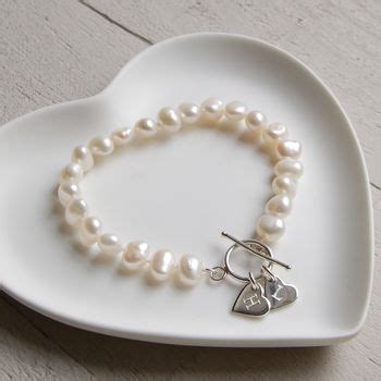 Personalised Token Heart Pearl Bracelet By Carriage Trade