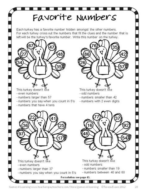 Thanksgiving Math Games Puzzles And Brain Teasers Thanksgiving Math