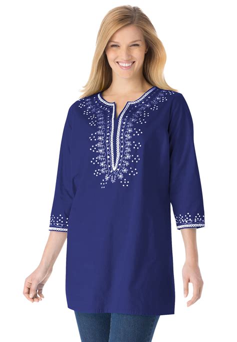 Woman Within Woman Within Womens Plus Size Tunic Top With Sequin