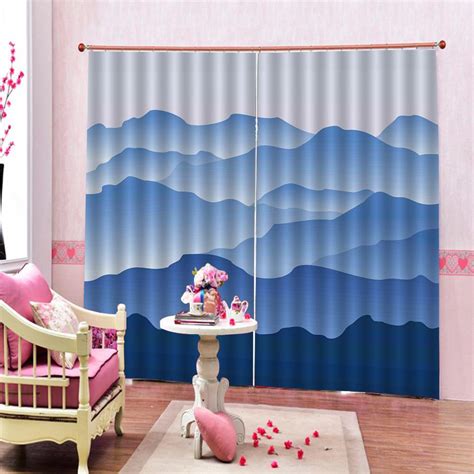 Customized 3d Blackout Curtain With Hooks Forest Scenery Fog Cloud