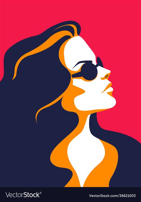 Trendy Woman Minimalist Portrait Female Profile Vector Image