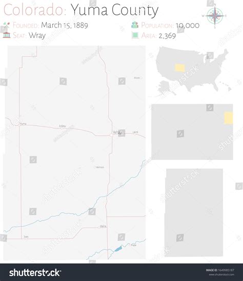 Large Detailed Map Yuma County Colorado เวกเตอร์สต็อก ปลอดค่า