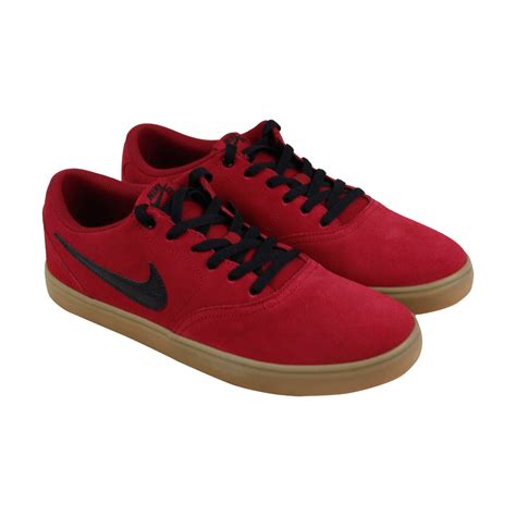 Nike Nike Sb Check Solar Mens Red Suede Sneakers Lace Up Skate Shoes
