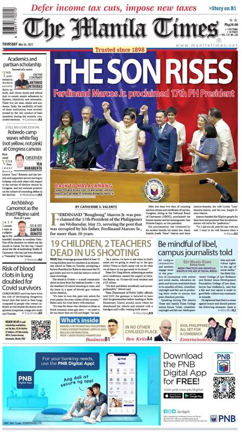 The Manila Times Front Page May 26 2022 The Manila Times