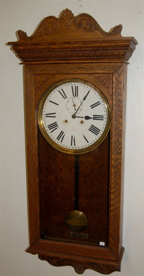 Sold Price Antique Sessions Oak Regulator No 5 Wall Clock Tands With
