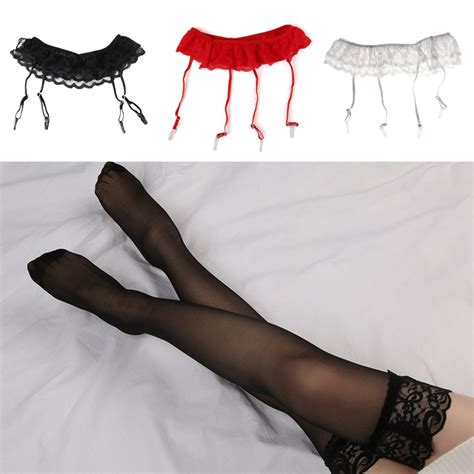 1set Fashion Women Sexy Lace Soft Top Thigh Highs Stockings Suspender