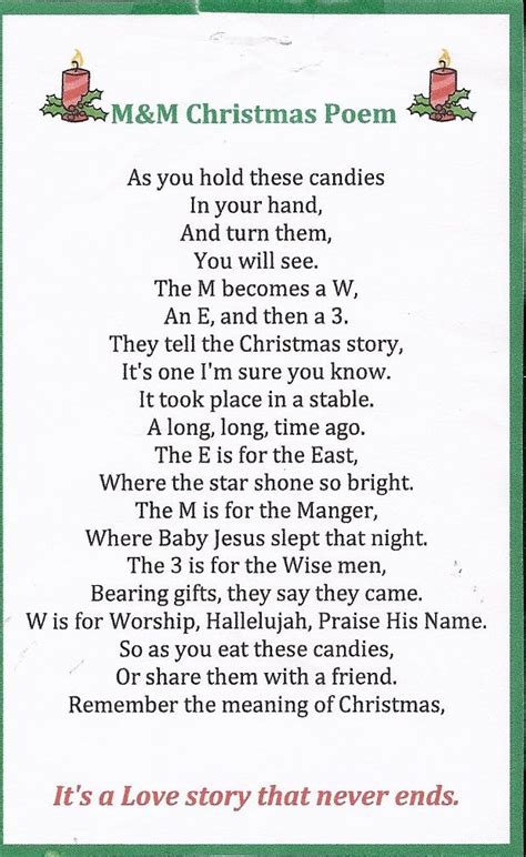 M&m christmas poem (printable included). M&M Christmas Poem | Christmas | Pinterest