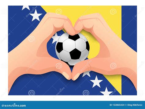 bosnia and herzegovina soccer ball and hand heart shape stock illustration illustration of