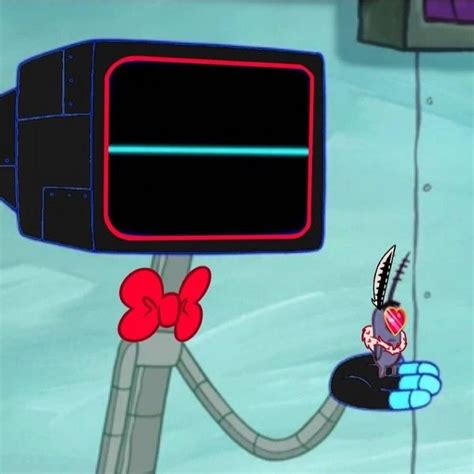 A Cartoon Character Holding A Black Object With Red Lines On It S Face