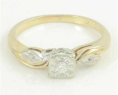 Vintage K Gold Diamond Engagement Ring Vintage Engagement Ring