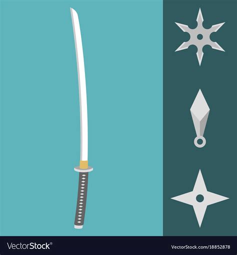 Katana Sword And Ninja Weapons Royalty Free Vector Image