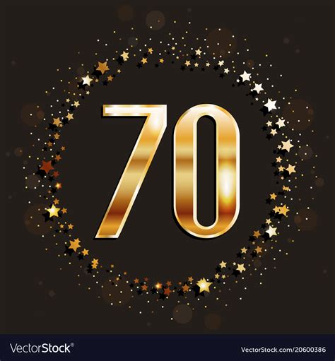 70 Years Anniversary Gold Banner Royalty Free Vector Image