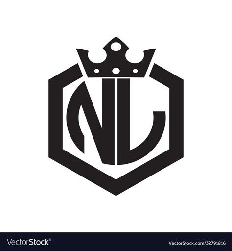 Nl Logo Monogram Rounded Hexagon Shape Royalty Free Vector