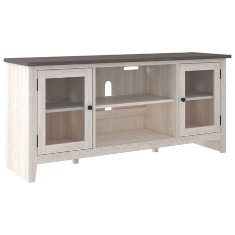 Signature Design By Ashley Dorrinson Two Tone Large Tv Stand With Glass