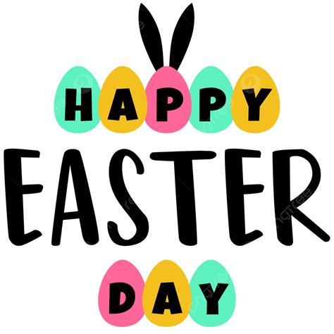 Happy Easter With Eggs And Colorfull Decoration Png Image Text Effect