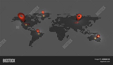 Pin On World Map Dark Image And Photo Free Trial Bigstock