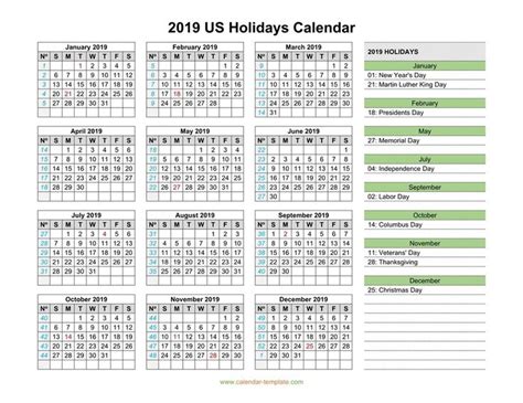 Us Holidays Calendar 2019 Holiday Calendar School Holiday Calendar