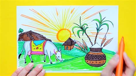 How to draw Pongal festival - YouTube