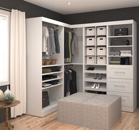 Pure White 82 Corner Open Storage Unit With 3 Drawers 1stopbedrooms