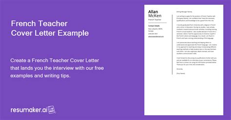 French Teacher Cover Letter Example Free Guide