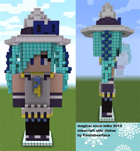 Snow Miku 2014 Minecraft Skin Statue Front Side By Pandabearface On