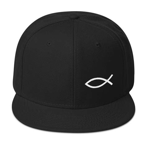 Religious Christian Symbol Fish White Snapback Hat Christian Hats
