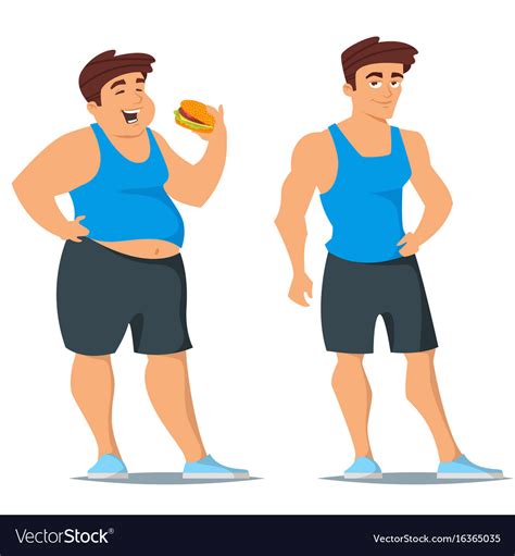 Fat And Slim Man In Sport Wear Royalty Free Vector Image