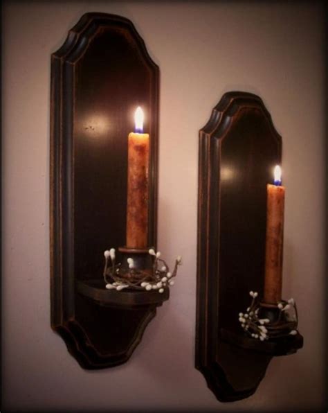 Vintage Colonial Candle Sconce Pair Wooden Wall Decor Candles Etsy