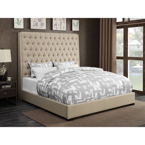 Coaster Camille Tufted Upholstered California King Panel Bed In Cream