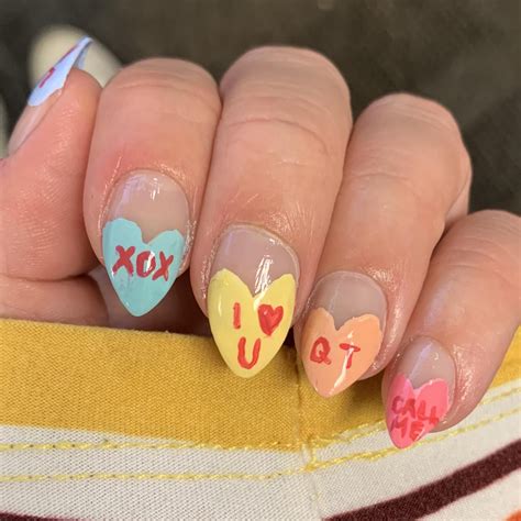 Conversation Hearts Nail Nailart Nails Beauty Uñas De Gel Uñas