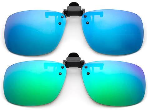 newbee fashion 2 packs polarized clip on flip up metal clip sunglasses multi purpose flash