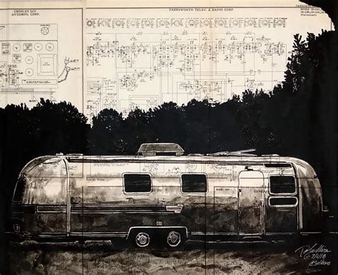 Confused about wiring the electrical system in your van build? Airstream Art done on some vintage electrical diagrams. | Art, Luxury camping, Electrical diagram