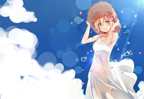 Love Live Kousaka Honoka Blonde Blue Eyes Anime Anime Girls Clouds