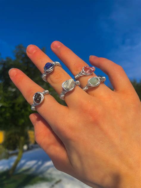 Handmade Gemstone Wire Ring Indie Ring Aesthetic Etsy Uk
