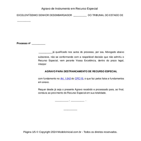 Agravo Em Recurso Especial Prazo