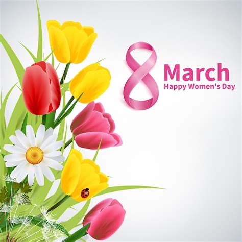 Free Vector March 8th Happy Women Day Greeting Card