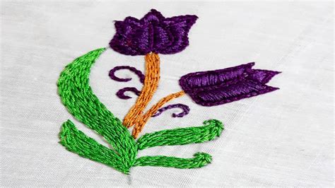 Hand Embroidery Stem Stitch Flower Design Youtube
