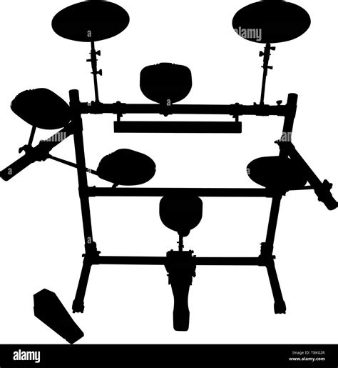 Drum Set Musical Instrument Silhouette Vector Illustration Stock