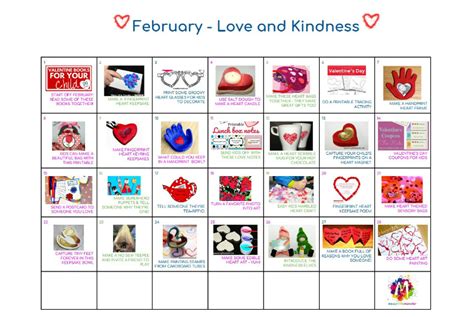 Love And Kindness Activity Calendar February Messy Little Monster