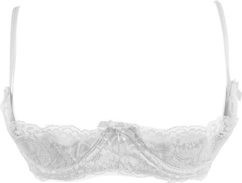 Ladies Naughty Sexy White Shelf Open Half Cup Padded Underwired Lace
