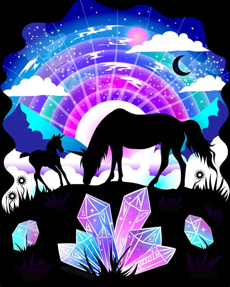 Unicorn Planet Colorful Fantasy Art Print Etsy