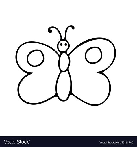 Butterfly Hand Drawn In Doodle Style Element Vector Image