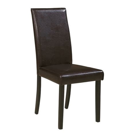 Spend this time at home to refresh your home decor style! Ashley Kimonte Faux Leather Dining Side Chair in Brown ...